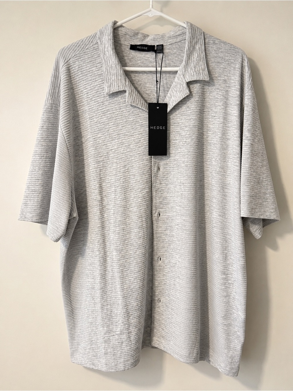 Hedge Light Gray Short-Sleeve Button Down Shirt
